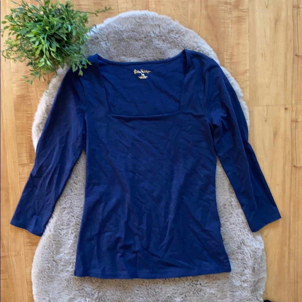❗️2 for $30❗️Lilly Pulitzer Blue 3/4 Sleeve Top
